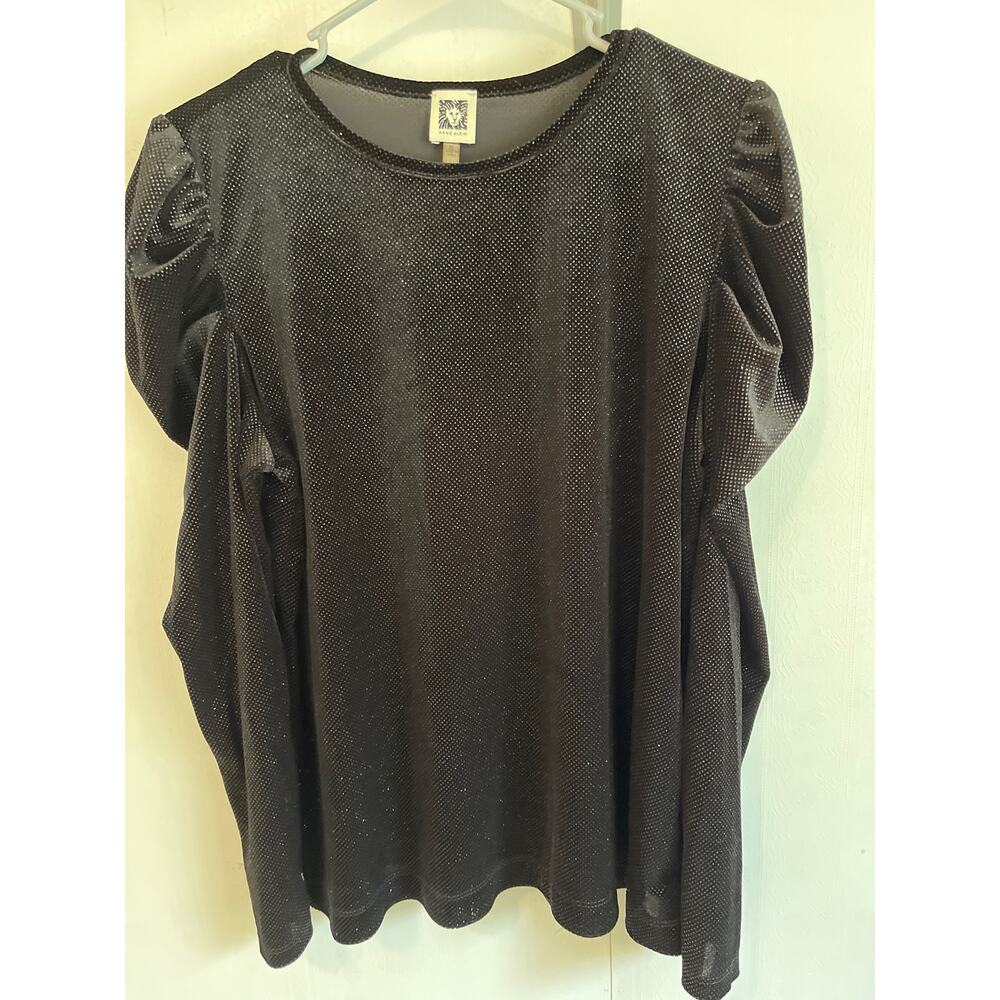 Women's Anne Klein Black sparkling evening blouse XL